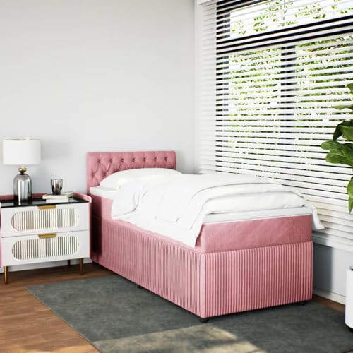 IKAYAA Boxspringbett 90 x 200 mit matratze und Topper Bett 90 x 200 mit matratze und lattenrost Polsterbett Einzelbett Schlafzimmer-Rosa-90 x 200 cm IKAYAA Boxspringbett 90 x 200 mit matratze und Topper Bett 90 x 200 mit matratze und lattenrost Polsterbett Einzelbett Schlafzimmer-Rosa-90 x 200 cm von IKAYAA
