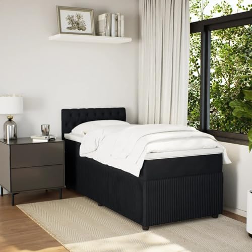 IKAYAA Boxspringbett 90 x 200 mit matratze und Topper Bett 90 x 200 mit matratze und lattenrost Polsterbett Einzelbett Schlafzimmer-Schwarz-90 x 200 cm IKAYAA Boxspringbett 90 x 200 mit matratze und Topper Bett 90 x 200 mit matratze und lattenrost Polsterbett Einzelbett Schlafzimmer-Schwarz-90 x 200 cm von IKAYAA