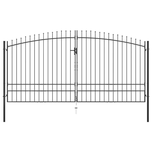 IKAYAA Doppeltor Einfahrtstor Hoftor Tor doppelflügeltor Gartentor Metall Zauntor Gartentür mit Schloss und 3 Schlüsseln-400 x 248 cm von IKAYAA