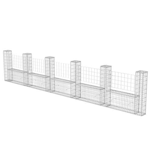 IKAYAA Gabionen Zaun U-Form Steingabionen Steinkorb Gabionenwand Gabionenkörbe Gabionengitter Drahtkorb Steingabionen 570 x 20 x 100 cm von IKAYAA