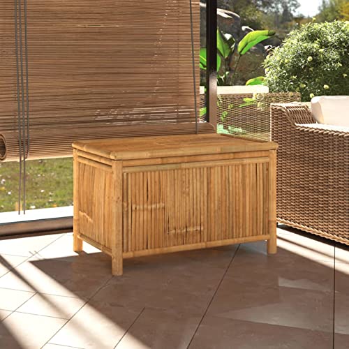 IKAYAA Gartenbox Wasserdicht Bambus Auflagenbox Wetterfest Kissenbox Werkzeugkasten Gerätebox Gartentruhe Garten Balkon Aufbewahrungsbox 90 x 52 x 55 cm von IKAYAA