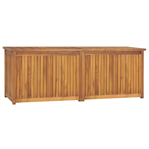 IKAYAA Gartenbox Wasserdicht XXL Holz Teak Auflagenbox Wetterfest Kissenbox Werkzeugkasten Gerätebox Gartentruhe Holz 150 x 50 x 55 cm von IKAYAA