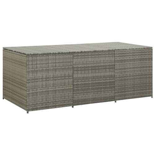 IKAYAA Gartenbox Wasserdicht XXL Rattan Auflagenbox Gasdruckfedern Gartenbox mit Deckel Aufbewahrungskiste mit Zwei Radern Leicht Bewegen Kissenbox für Garten Balkon-Grau-180 x 90 x 70 cm von IKAYAA
