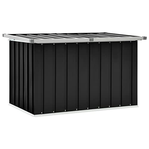 IKAYAA Gartenbox aus Metall Groß Garten Auflagenbox XXL Garten Aufbewahrungsbox Gartenbox Kissenbox Gerätebox Gartentruhe für Gartengeräten Poolzubehör Spielzeug 109 x 67 x 65 cm Anthrazit von IKAYAA