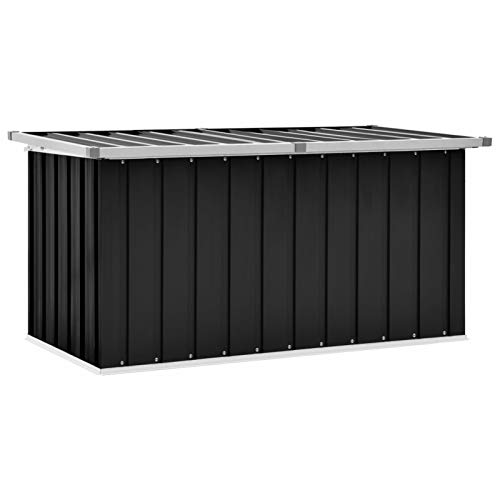 IKAYAA Gartenbox aus Metall Groß Garten Auflagenbox XXL Garten Aufbewahrungsbox Gartenbox Kissenbox Gerätebox Gartentruhe für Gartengeräten Poolzubehör Spielzeug 129 x 67 x 65 cm Anthrazit von IKAYAA