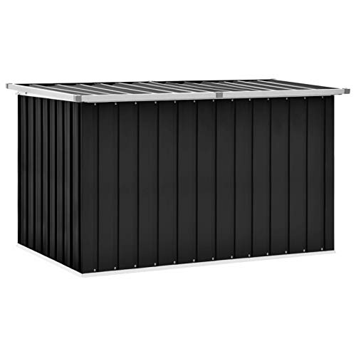 IKAYAA Gartenbox aus Metall Groß Garten Auflagenbox XXL Garten Aufbewahrungsbox Gartenbox Kissenbox Gerätebox Gartentruhe für Gartengeräten Poolzubehör Spielzeug 149 x 99 x 93 cm Anthrazit von IKAYAA
