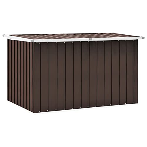 IKAYAA Gartenbox aus Metall Groß Garten Auflagenbox XXL Garten Aufbewahrungsbox Gartenbox Kissenbox Gerätebox Gartentruhe für Gartengeräten Poolzubehör Spielzeug 149 x 99 x 93 cm Braun von IKAYAA