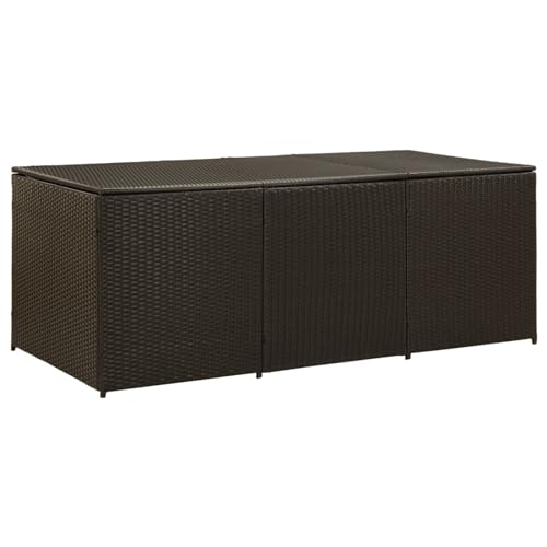 IKAYAA Gartenbox wasserdicht XXL Rattan Gartenbox Rattan Auflagenbox XXL Gartenbox XXL Garten Auflagenbox Kissenbox Gerätebox Gartentruhe-180 x 90 x 70 cm Braun von IKAYAA