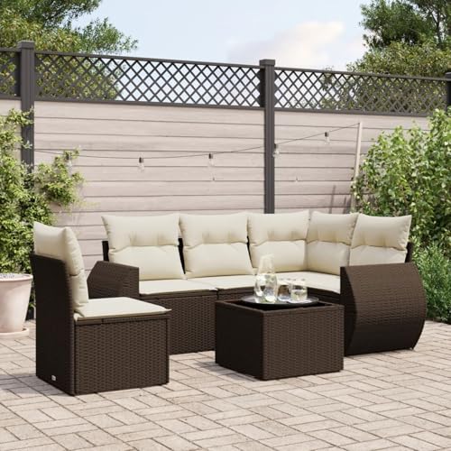 IKAYAA Gartenlounge mit Stauraum Rattan Gartenmöbel Set mit Stauraum Balkon Lounge Balkonsofa Kleiner Balkon Gartensofa Ecksofa Rattansofa Lounge Sofa Outdoor-Braun und Creme-6-tlg Typ 6 IKAYAA Gartenlounge mit Stauraum Rattan Gartenmöbel Set mit Stauraum Balkon Lounge Balkonsofa Kleiner Balkon Gartensofa Ecksofa Rattansofa Lounge Sofa Outdoor-Braun und Creme-6-tlg Typ 6 von IKAYAA