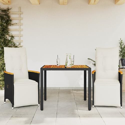 IKAYAA Gartenmöbel Set 6 Verstellbare Hochlehner Stühlen Garten Sitzgruppe 6 Personen Gartenmöbel Set 6 Personen Rattan Essgruppe Gartengarnitur Sitzgarnitur-Schwarz-3-tlg Typ 4 von IKAYAA