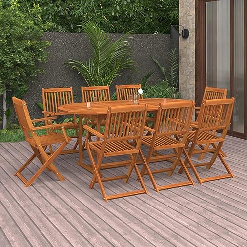 IKAYAA Gartenmöbel Set Holz Sitzgruppe Garten Gartenmöbel Set 8 Stühle mit Tisch Holz Essgruppe Wetterfest Akazie Sitzgarnitur von IKAYAA