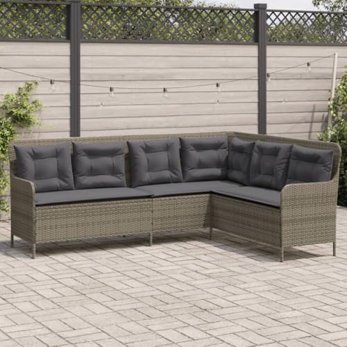 IKAYAA Gartenmöbel Set Lounge Balkon Lounge Balkonsofa Kleiner Balkon Gartensofa in L-Form Loungemöbel Balkon Gartenlounge klein Poly Rattan-Grau- IKAYAA Gartenmöbel Set Lounge Balkon Lounge Balkonsofa Kleiner Balkon Gartensofa in L-Form Loungemöbel Balkon Gartenlounge klein Poly Rattan-Grau- von IKAYAA