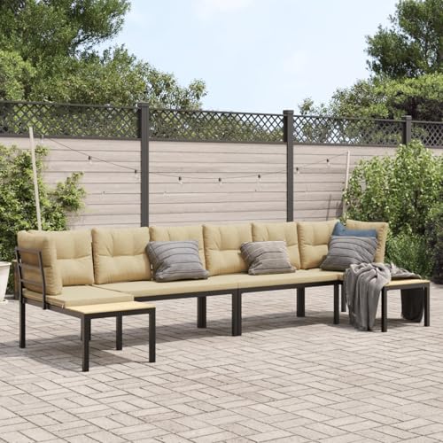 IKAYAA Gartenmöbel Set Metall Wetterfest Gartenlounge Outdoor Balkon Lounge Balkonsofa Kleiner Balkon Ecklounge Outdoor Terrassenmöbel-Taupe-4-tlg Typ 2 IKAYAA Gartenmöbel Set Metall Wetterfest Gartenlounge Outdoor Balkon Lounge Balkonsofa Kleiner Balkon Ecklounge Outdoor Terrassenmöbel-Taupe-4-tlg Typ 2 von IKAYAA