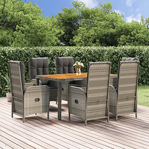 IKAYAA Gartenmöbel Set mit 6 Stühle Verstellbar Garten Essgruppe 6 Personen Rattan Gartenmöbel Essgruppe Gartengarnitur Sitzgarnitur mit Kissen-Grau-7-tlg-2 IKAYAA Gartenmöbel Set mit 6 Stühle Verstellbar Garten Essgruppe 6 Personen Rattan Gartenmöbel Essgruppe Gartengarnitur Sitzgarnitur mit Kissen-Grau-7-tlg-2 von IKAYAA