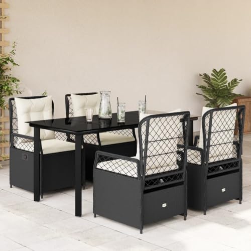 IKAYAA Gartenmöbel Set mit Tisch und 4 Verstellbare Hochlehner Stühlen, Polyrattan Sitzgruppe für 4 Personen, Essgruppe für Garten Terrasse und Balkon, inkl. Sitzkissen Schwarz 5-TLG IKAYAA Gartenmöbel Set mit Tisch und 4 Verstellbare Hochlehner Stühlen, Polyrattan Sitzgruppe für 4 Personen, Essgruppe für Garten Terrasse und Balkon, inkl. Sitzkissen Schwarz 5-TLG von IKAYAA