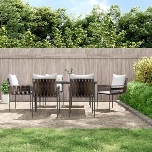 IKAYAA Gartenmöbel Set mit Tisch und 6 Stühlen, Polyrattan Sitzgruppe für 6 Personen, Essgruppe für Garten Terrasse und Balkon, inkl. Sitzkissen, Poly Rattan & Stahl, Braun 7-TLG-Type-2 IKAYAA Gartenmöbel Set mit Tisch und 6 Stühlen, Polyrattan Sitzgruppe für 6 Personen, Essgruppe für Garten Terrasse und Balkon, inkl. Sitzkissen, Poly Rattan & Stahl, Braun 7-TLG-Type-2 von IKAYAA