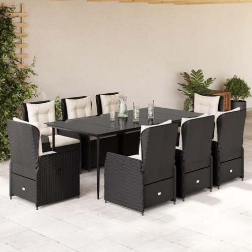 IKAYAA Gartenmöbel Set mit Tisch und 8 Verstellbare Hochlehner Stühlen, Polyrattan Sitzgruppe für 8 Personen, Essgruppe für Garten Terrasse, inkl. Sitzkissen Schwarz 9-TLG IKAYAA Gartenmöbel Set mit Tisch und 8 Verstellbare Hochlehner Stühlen, Polyrattan Sitzgruppe für 8 Personen, Essgruppe für Garten Terrasse, inkl. Sitzkissen Schwarz 9-TLG von IKAYAA