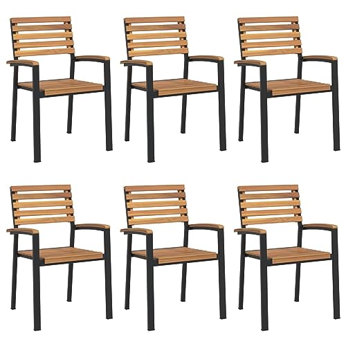 IKAYAA Gartenstühle Holz 6er Set Gartensessel Holz Gartenmöbel Holz Gartenstuhl Klappbar für Garten Balkon Terrasse-6 STK von IKAYAA