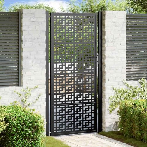 IKAYAA Gartentor 105 x 205 cm Stahl, Kreuzdesign, Gartentür aus Metall verzinktem Stahl, Gartentür, Gartentor Metall, Gartentore, Einfahrtstor, Gartenpforte, Hoftor, Stahl/Schwarz IKAYAA Gartentor 105 x 205 cm Stahl, Kreuzdesign, Gartentür aus Metall verzinktem Stahl, Gartentür, Gartentor Metall, Gartentore, Einfahrtstor, Gartenpforte, Hoftor, Stahl/Schwarz von IKAYAA