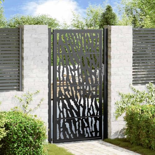 IKAYAA Gartentor Metall 180cm hoch Gartentür Gartentore Einfahrtstor Gartenpforte Hoftor Wetterfester Stahl Spurendesign-105 x 180 cm IKAYAA Gartentor Metall 180cm hoch Gartentür Gartentore Einfahrtstor Gartenpforte Hoftor Wetterfester Stahl Spurendesign-105 x 180 cm von IKAYAA