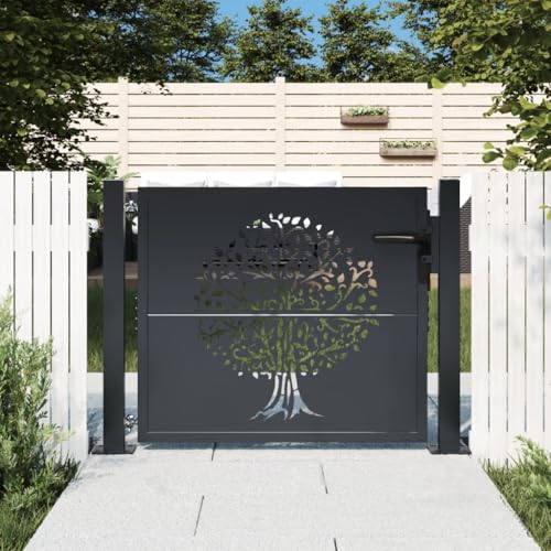 IKAYAA Gartentür Metall Gartentor 105 cm hoch Gartentor Metall inkl Pfosten mit Schloss Türklinke und Schlüssel-Anthrazit-105 x 105 cm IKAYAA Gartentür Metall Gartentor 105 cm hoch Gartentor Metall inkl Pfosten mit Schloss Türklinke und Schlüssel-Anthrazit-105 x 105 cm von IKAYAA