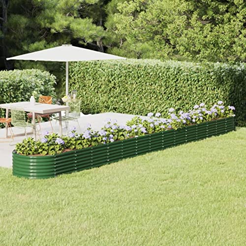 IKAYAA Hochbeet Metall 620 x 80 x 36 cm, Gemüsebeet ovale, Pflanzkasten Outdoor, Blumenkasten, Garten Pflanzkasten Hoch, Blumenbeet, Hochbeete für Garten aus Stahl, Gartenbeet für Garten Grün von IKAYAA