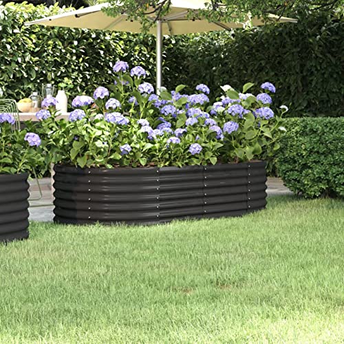 IKAYAA Hochbeet Metall Hochbeet Pflanzkübel Hochbeet Garten Pflanzbeet Gemüsebeet Gartenbeet Frühbeet Blumenkasten Pflanzkasten Stahl -Anthrazit-152 x 80 x 36 cm von IKAYAA