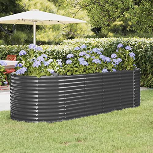 IKAYAA Hochbeet Metall Hochbeet Pflanzkübel Hochbeet Garten Pflanzbeet Gemüsebeet Gartenbeet Frühbeet Blumenkasten Pflanzkasten Stahl -Anthrazit-249 x 100 x 68 cm von IKAYAA