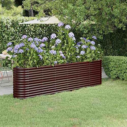 IKAYAA Hochbeet Metall Hochbeet Pflanzkübel Hochbeet Garten Pflanzbeet Gemüsebeet Gartenbeet Frühbeet Blumenkasten Pflanzkasten Stahl -Braun-260 x 40 x 68 cm von IKAYAA