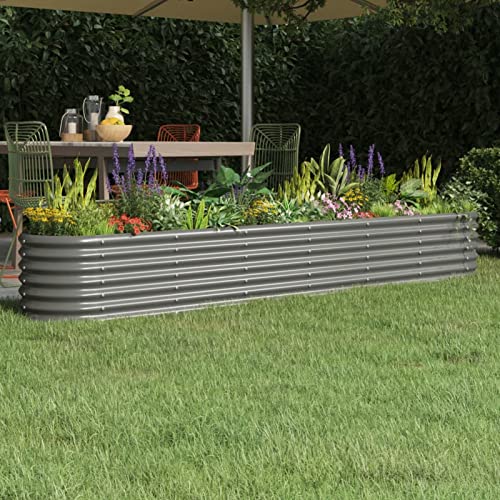 IKAYAA Hochbeet Metall Hochbeet Pflanzkübel Hochbeet Garten Pflanzbeet Gemüsebeet Gartenbeet Frühbeet Blumenkasten Pflanzkasten Stahl -Grau-260 x 40 x 36 cm von IKAYAA