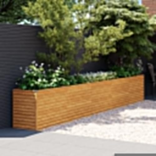 IKAYAA Hochbeet Metall Hochbeet Pflanzkübel Hochbeet Rostig Hochbeet Garten Gartenbeet Frühbeet Blumenkasten Pflanzkasten Cortenstahl-482 x 50 x 69 cm von IKAYAA