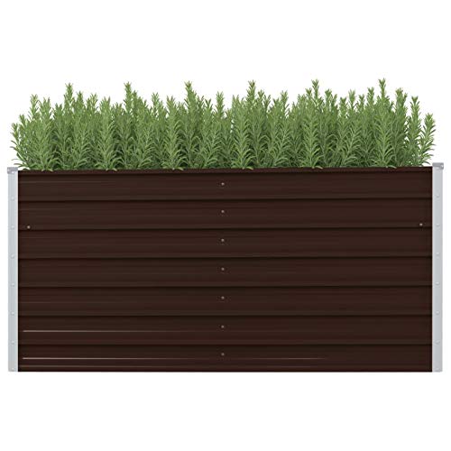 IKAYAA Hochbeet Metall Hochbeet Pflanzkübel Hochbeete für Garten Garten Beet für Gemüse Kräuter Blumen Gartenbeet Gemüsebeet-Braun-160 x 40 x 77 cm von IKAYAA