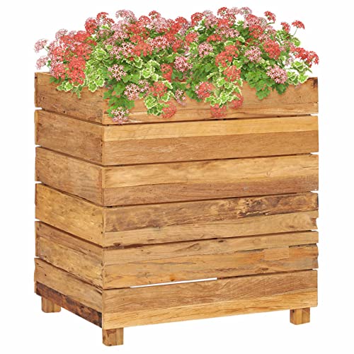 IKAYAA Hochbeet für Garten Hochbeet Holz Palettenrahmen 50x40x55 cm Pflanzkasten Blumenkübel Blumentopf Blumenkasten Pflanzkübel Pflanzgefäß Holz Massivholz Teak und Stahl von IKAYAA