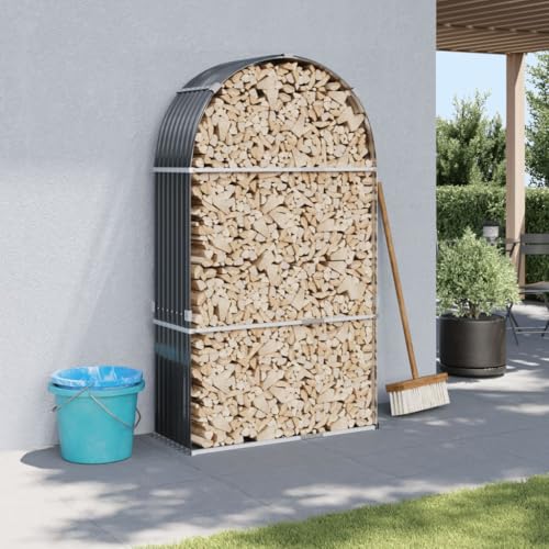 IKAYAA Kaminholzregal aussen Metall Brennholzregal außen Holzunterstand Holzlager Feuerholzregal Outdoor Verzinkter Stahl-Anthrazit-120 x 45 x 210 cm IKAYAA Kaminholzregal aussen Metall Brennholzregal außen Holzunterstand Holzlager Feuerholzregal Outdoor Verzinkter Stahl-Anthrazit-120 x 45 x 210 cm von IKAYAA