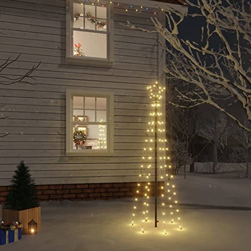 IKAYAA LED Metall Weihnachtsbaum Aussen Kegelform Groß Warmweiß 108 LEDs Tannenbaum Lichterbaum Weihnachtsdeko Tanne 180 cm von IKAYAA