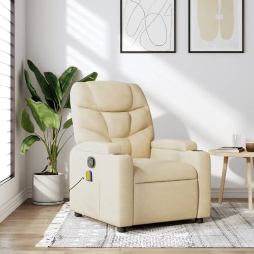 IKAYAA Liegesessel, Relaxsessel, Massage Sessel, Massagestuhl, Fernsehsessel, Wohnzimmer Sessel, Massagesessel Creme Stoff von IKAYAA