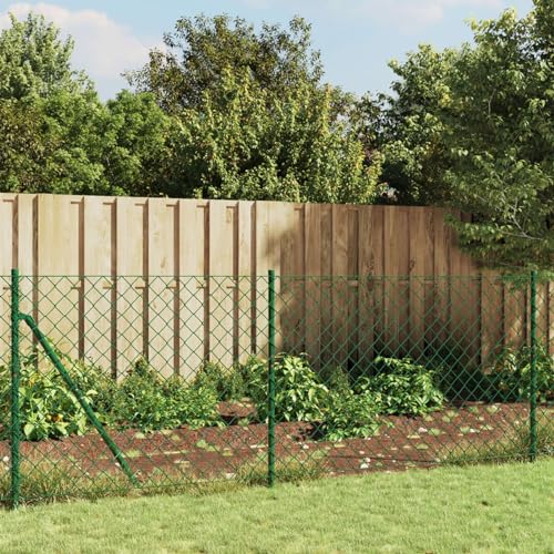 IKAYAA Maschendrahtzaun Komplett Set mit Bodenhülsen 1 x 10 m Gartenzaun-Set Gitterzaun Zaunset Gartenzaun Komplettset Drahtzaun Weidezaun Maschendrahtzaun Grün#26 von IKAYAA
