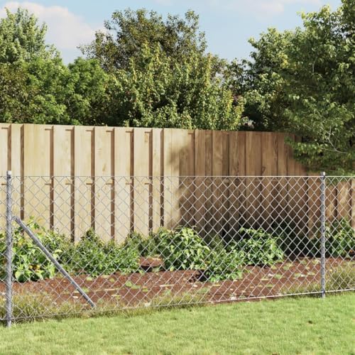 IKAYAA Maschendrahtzaun Komplett Set mit Bodenhülsen 1 x 25 m Gartenzaun-Set Gitterzaun Zaunset Gartenzaun Komplettset Drahtzaun Weidezaun Maschendrahtzaun Silber#13 von IKAYAA