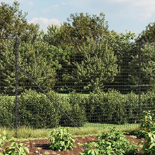 IKAYAA Maschendrahtzaun Set 25m Maschendrahtzaun Komplettset 1.6 x 25m Gartenzaun Verzinkter Stahl-Anthrazit-1.6 x 25 m von IKAYAA