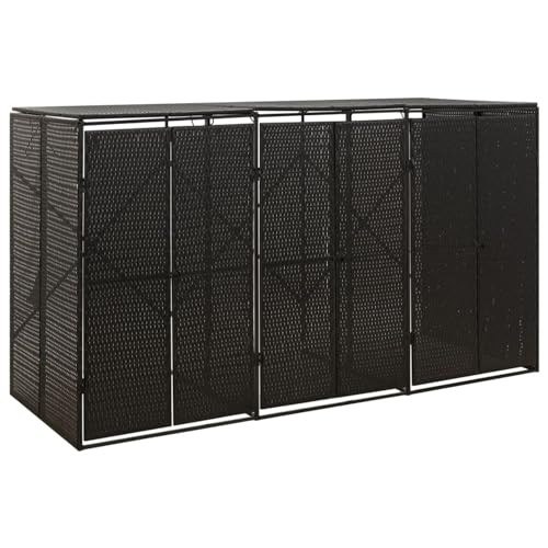 IKAYAA Mülltonnenbox 3er Mülltonnenbox 3 tonnen Mülltonnenbox Poly Rattan Mülltonnenverkleidung Mülltonnenschrank Abschließbar-3 Tonnen IKAYAA Mülltonnenbox 3er Mülltonnenbox 3 tonnen Mülltonnenbox Poly Rattan Mülltonnenverkleidung Mülltonnenschrank Abschließbar-3 Tonnen von IKAYAA