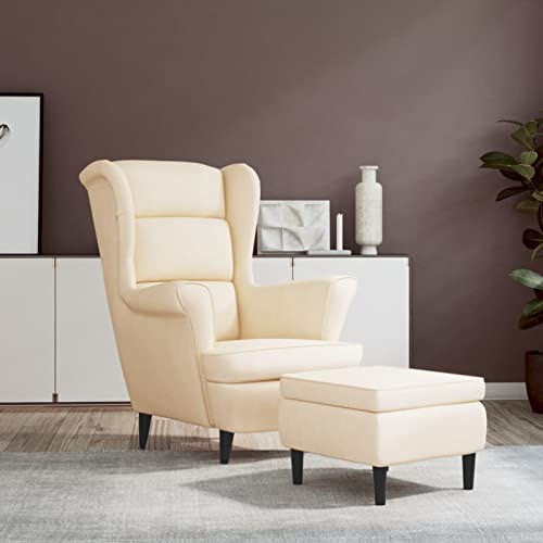 IKAYAA Ohrensessel mit Hocker Sessel mit Fußhocker Schlafzimmer Relaxsessel Fernsehsessel Loungesessel Wohnzimmerstuhl Fußstütze von IKAYAA