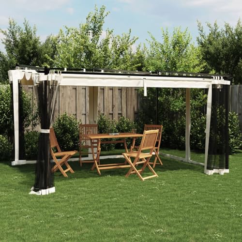 IKAYAA Pavillon 4 x 3 m Wasserdicht Stabil Winterfest, Garten Pavillion, Gartenpavillon mit Sonnenschutz Überdachung, Alu Pavillon mit Vorhängen, Creme IKAYAA Pavillon 4 x 3 m Wasserdicht Stabil Winterfest, Garten Pavillion, Gartenpavillon mit Sonnenschutz Überdachung, Alu Pavillon mit Vorhängen, Creme von IKAYAA