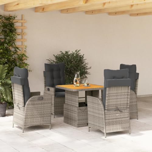 IKAYAA Polyrattan Gartenmöbel Set mit Höhenverstellbarer Tisch und 4 Verstellbarer Stühlen, Sitzgruppe Outdoor für 4 Personen, Essgruppe für Garten Balkon, inkl. Sitzkissen, Grau Type-2 IKAYAA Polyrattan Gartenmöbel Set mit Höhenverstellbarer Tisch und 4 Verstellbarer Stühlen, Sitzgruppe Outdoor für 4 Personen, Essgruppe für Garten Balkon, inkl. Sitzkissen, Grau Type-2 von IKAYAA