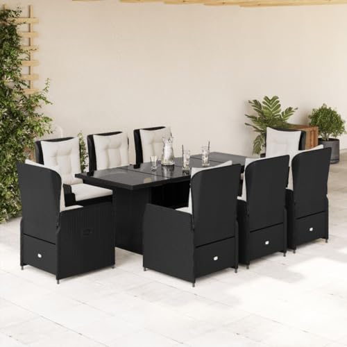 IKAYAA Polyrattan Sitzgruppe für 8 Personen, Gartenmöbel Set mit Tisch und 8 Verstellbare Hochlehner Stühlen, Essgruppe für Garten Terrasse und Balkon, inkl. Sitzkissen Schwarz IKAYAA Polyrattan Sitzgruppe für 8 Personen, Gartenmöbel Set mit Tisch und 8 Verstellbare Hochlehner Stühlen, Essgruppe für Garten Terrasse und Balkon, inkl. Sitzkissen Schwarz von IKAYAA