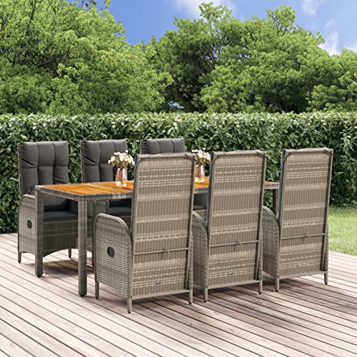 IKAYAA Rattan Essgruppe 6 Personen Gartenmöbel Essgruppe mit Verstellbare Hochlehner Stühlen Garten Sitzgruppe Grau Rattan Gartenmöbel Set mit Auflagen Sitzgarnitur mit 190 cm Tisch #3 IKAYAA Rattan Essgruppe 6 Personen Gartenmöbel Essgruppe mit Verstellbare Hochlehner Stühlen Garten Sitzgruppe Grau Rattan Gartenmöbel Set mit Auflagen Sitzgarnitur mit 190 cm Tisch #3 von IKAYAA