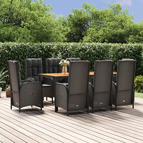 IKAYAA Rattan Essgruppe 8 Personen Gartenmöbel Essgruppe mit Verstellbare Hochlehner Stühlen Garten Sitzgruppe Schwarz Rattan Gartenmöbel Set mit Auflagen Sitzgarnitur mit 190 cm Tisch IKAYAA Rattan Essgruppe 8 Personen Gartenmöbel Essgruppe mit Verstellbare Hochlehner Stühlen Garten Sitzgruppe Schwarz Rattan Gartenmöbel Set mit Auflagen Sitzgarnitur mit 190 cm Tisch von IKAYAA