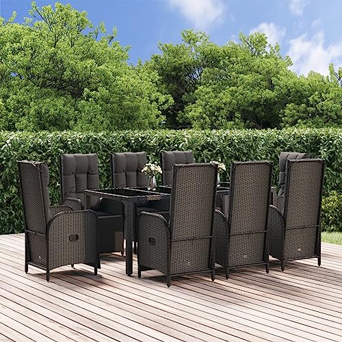 IKAYAA Rattan Essgruppe 8 Personen Gartenmöbel Essgruppe mit Verstellbare Hochlehner Stühlen Garten Sitzgruppe Schwarz Rattan Gartenmöbel Set mit Auflagen Sitzgarnitur mit 190 cm Tischlänge IKAYAA Rattan Essgruppe 8 Personen Gartenmöbel Essgruppe mit Verstellbare Hochlehner Stühlen Garten Sitzgruppe Schwarz Rattan Gartenmöbel Set mit Auflagen Sitzgarnitur mit 190 cm Tischlänge von IKAYAA