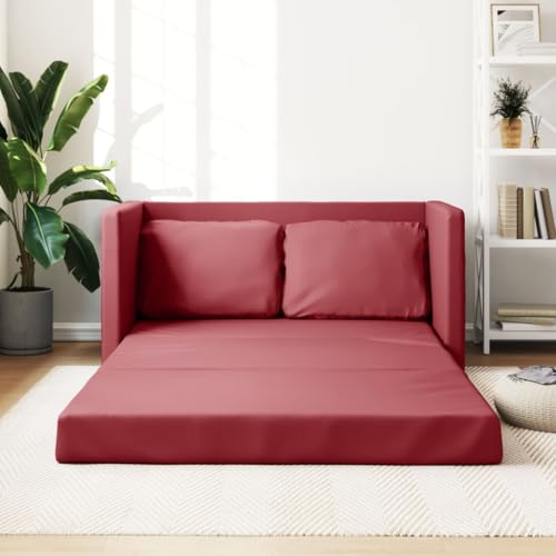 IKAYAA Schlafsofa Sofa mit Schlaffunktion Bettsofa Schlafcouch Sofabett Bodensofa Klappbar mit Schlaffunktion, Gästesofa mit Schlaffunktion, Lazy Sofa für Wohnzimmer, Schlafzimmer Weinrot von IKAYAA