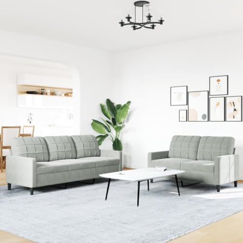IKAYAA Sofagarnitur 3-2-1 Set - Wohnzimmer Couch Mit 2-Sitzer und 3-Sitzer Sofa in Hellgrau von IKAYAA