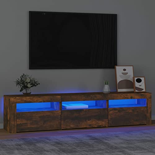 IKAYAA TV-Schrank mit LED-Leuchten Räuchereiche 180x35x40 cm, Fernsehkommode, TV Sideboard Wohnzimmer, Fernsehschrank, Fernseher Schrank von IKAYAA